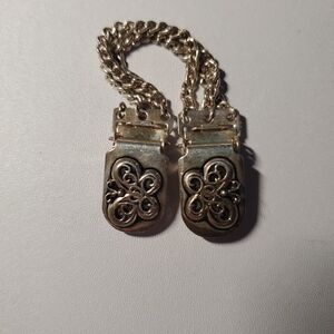 Vintage 70s Sweater Guard 3-Chains Butterflies Collar Jewelry